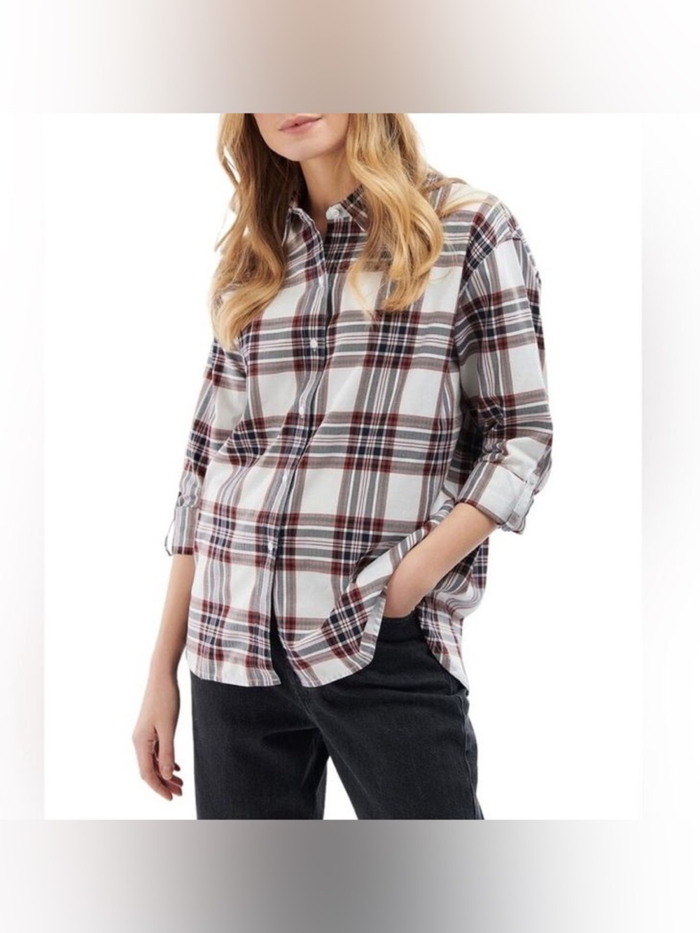 Barbour Bethwin Plaid Button-Down Shirt Women’s US Size 10 Like New
